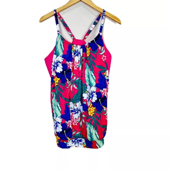 Swim by Cacique Lane Bryant Pink Floral Tropical Tankini Top Women’s Sz 16 - Picture 2 of 6